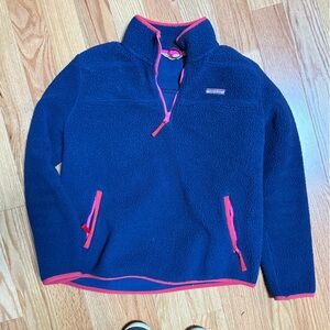 Vineyard Vines Navy and Pink Fleece Pullover